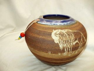 Vintage Native American Indian Pottery Bowl Signed Winkler