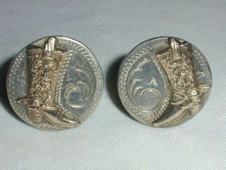 Vintage Mexican Sterling 10k Yellow Gold Cufflinks - W/ Cowboy Boots