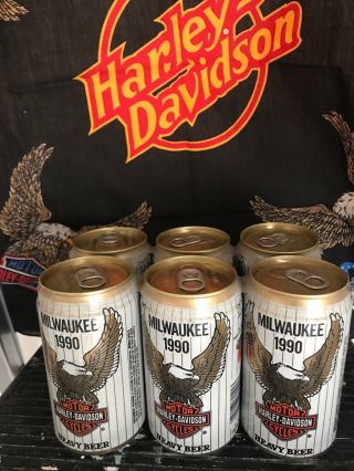 Harley Davidson Milwaukee 1990 (1) Can Heavy Beer Empty Opened On Bottom