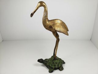 Bronze Crane With Fish In It 