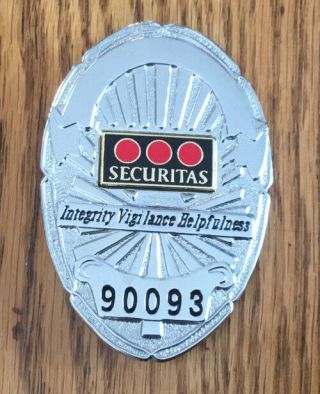 Retired Securitas Security Officer Badge 90093 Vintage