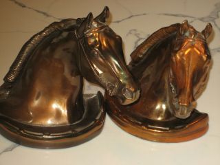 Brass Horse Head Bookends Signed Gladys Brown Dodge Inc.  Los Angeles