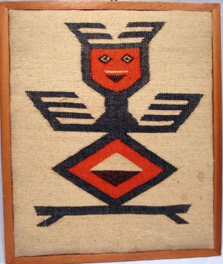 Framed Indian Weaving Vintage Native American Figure Sampler