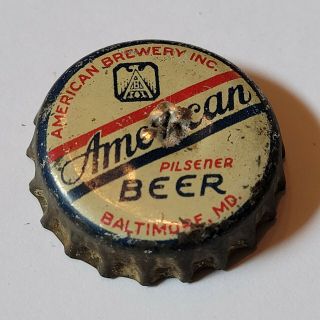 American Pilsener Beer Cork Bottle Cap Baltimore Md American Brewery Inc
