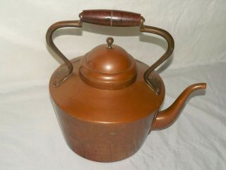 Vintage Pre - Owned Large And Heavy Copper Tea Kettle With Brass Handle Portugal