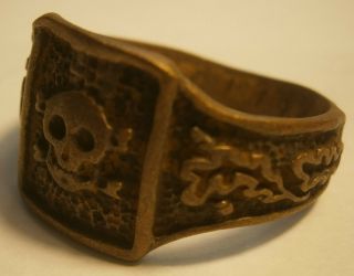 Ww2 Wwii Ring With Date 10.  01.  1941 Skull With Bones Oak Leaves Soldiers Man Art