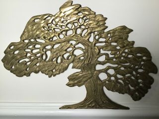 Vintage Mid Century Bonsai Tree Of Life Solid Brass Wall Mount Art Sculpture