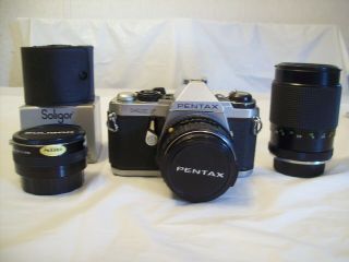 Vintage Pentax Me F Slr 35mm Camera With Asahi Opt.  Smc Pentax - M 1:1.  4 50mm Lens
