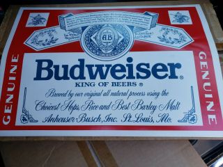 Budweiser Beer Decal Vtg Large Label Vintage Authentic Sticker 1980s