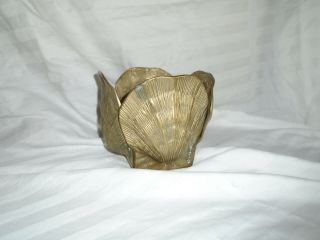Vintage Large Heavy Brass Sea Shell Clam Planter 5 Inch Tall