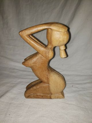 Vintage African Nude Female Wood Hand Carved Statue 8 " Tall 820