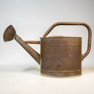 Vintage Art Deco Solid Copper Gardeners Watering Can Water Pitcher Dovetail Seam