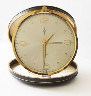 Elgin Vintage Round Alarm Travel Clock Germany