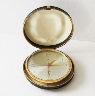 ELGIN Vintage Round Alarm Travel Clock Germany 2