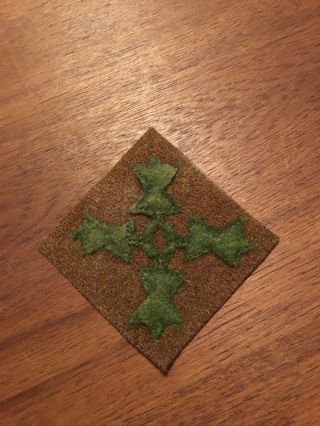 Wwi Us Army 4th Division Patch Wool Aef