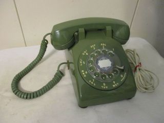 Vintage Western Electric Avocado Green Rotary Desk Phone 1971,