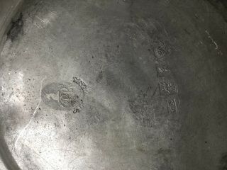 19th C Early Pewter Tavern Plate With Hallmark And Marked London. 2