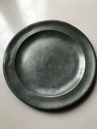 19th C Early Pewter Tavern Plate With Hallmark And Marked London. 3