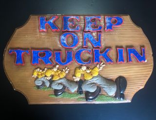 Vintage Robert Crumb “keep On Truckin” Wall Art Painted Plaster