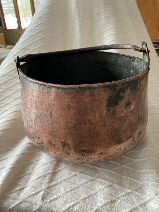 Vintage Turkish Copper Bucket Pot With Handle And Lovely Patina