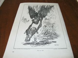 1918 Political Cartoon - German Air Raid Skeleton Skull Kills Child Wwi