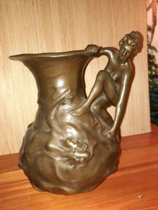 Bronze Victorian With Woman In The Sea Vase Signed Alliott
