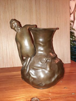 Bronze Victorian with Woman in the Sea Vase Signed Alliott 2