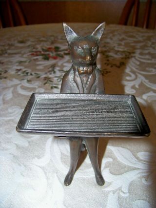 Vintage Standing Fox With Tray Bronze/brass Business Card Holder