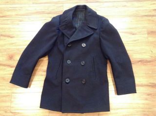 Vintage Wwii 1940s Us Navy Pea Coat Usn Wool Peacoat Jacket Mens 36