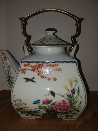 Vintage 1986 Fp Japanese Porcelain Oriental Asian Scenes Teapot On