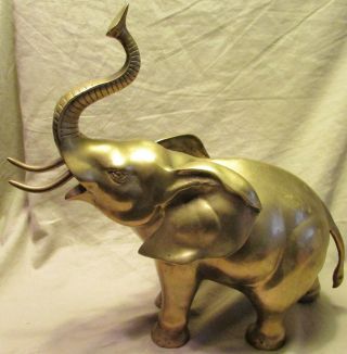 Huge Vintage Brass Elephant Figurine,  13.  5 " Tall,  2515g,  Made In Korea,  - Vg