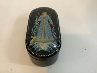 Vintage Russian Lacquer Box Hand Painted And Signed