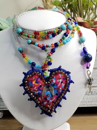 Otomi Necklace Handmade Mexican Folk Art Hippie Angel Wings