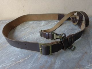 Vtg Old Ww2 Wwii German Wehrmacht Officer 51 " Leather Uniform Claw Belt & Strap