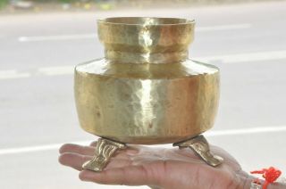 Old Brass Handcrafted Unique Shape Holy Water Pot,  Patina
