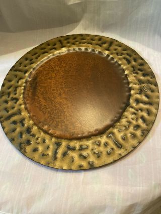 Jan Barboglio Bronze Iron Gold Charger Plate 14 " Hand Hammered In Mexico