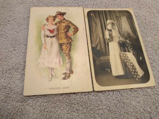 World War One Postcards Red Cross Uniform On One Uniform On The 0ther Both 1918