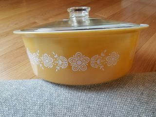 Vintage Pyrex 664 Butterfly Gold Big Bertha With Lid 4 Qt Covered Casserole