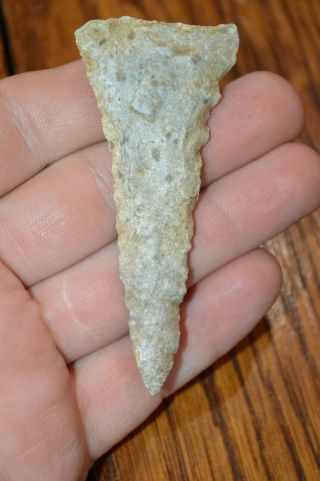 Large Archaic Mozarkite Chert Triangle Benton Co,  Missouri 3.  1/8 X 1.  3/8