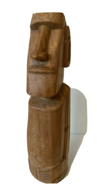 Vintage Easter Island Hand Carved Moai Wood Statue Rapa Nui Pacific Art Figure