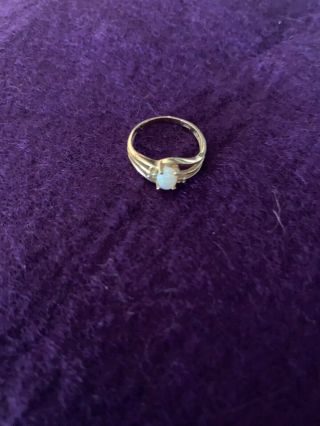 Vintage 10k Gold Opal Diamond Ring 10kt,  Size 3 Danity
