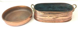 Two Handled Copper Brass Metal Pan Bucket Small Turkey Vintage