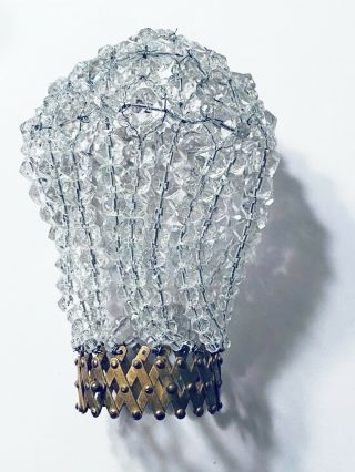 Vintage Czech Light Bulb Cover Crystal Glass Beads Beaded Lamp Accordion Closure