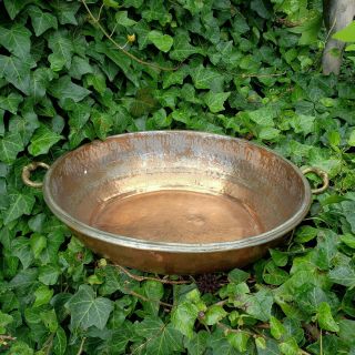 Vintage Hammered Copper Bowl W/ Handles