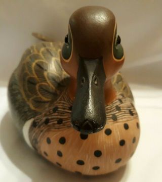 Vintage Hand Painted Wooden Green Winged Teal Male Duck Drake Decoy