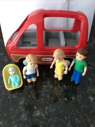 Vintage Little Tikes Place Dollhouse Family Of 4 Mom,  Dad,  Boy,  Baby,  & Mini Van