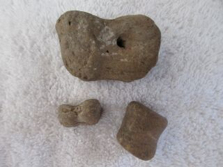 THREE OLD CALIFORNIA MUD NET WEIGHTS WITH DOCS - - NR 2