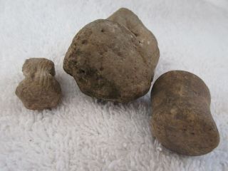 THREE OLD CALIFORNIA MUD NET WEIGHTS WITH DOCS - - NR 3