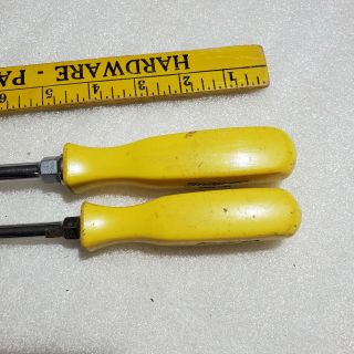 2 VINTAGE SNAP ON YELLOW HANDLE SCREWDRIVERS SSD8 & SSD6 USA Made. 3