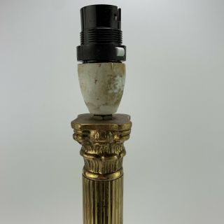 Vintage Brass Corinthian Column Lamp Base Table Side Lamp Light X2 3
